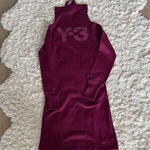 Y-3 Women's Long Sleeve Dress in Deep Burgundy